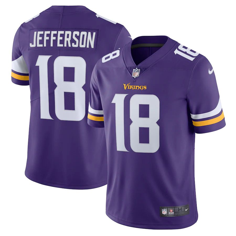 Men Minnesota Vikings #18 Justin Jefferson Nike Purple Vapor Limited NFL Jersey->minnesota vikings->NFL Jersey